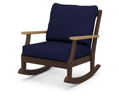 POLYWOOD® Braxton Deep Seating Rocking Chair in Mahogany / Natural / Navy