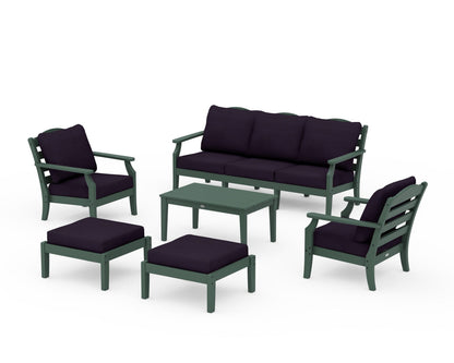 Draper James™ by  POLYWOOD® Savannah 6-Piece Lounge Sofa Set in Green / Navy Linen