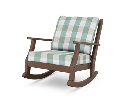 Country Living Wovendale Deep Seating Rocking Chair in Mahogany / Buffalo Plaid Glacier Spa