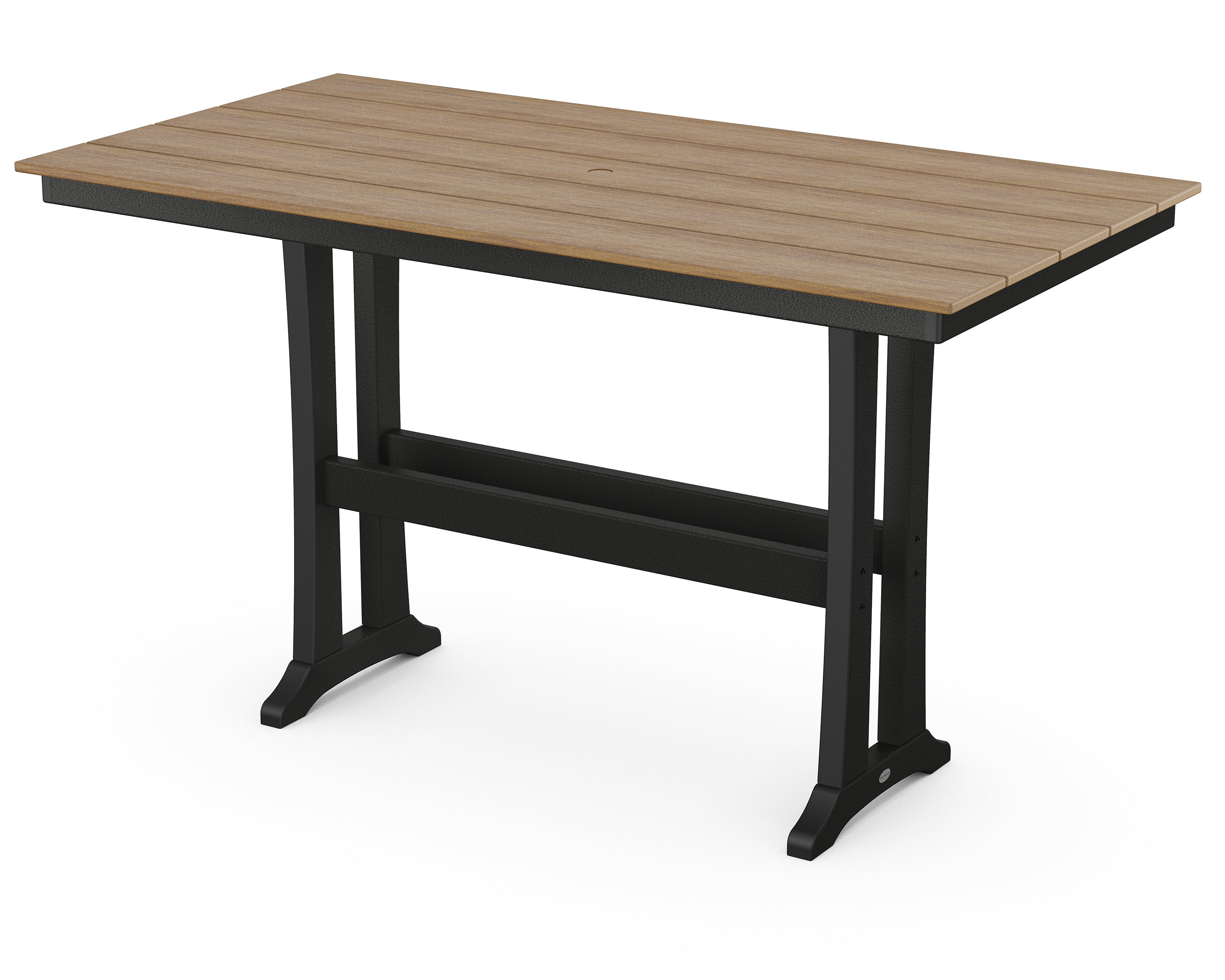 POLYWOOD® Farmhouse Trestle 37" x 72" Bar Table in Black / Natural