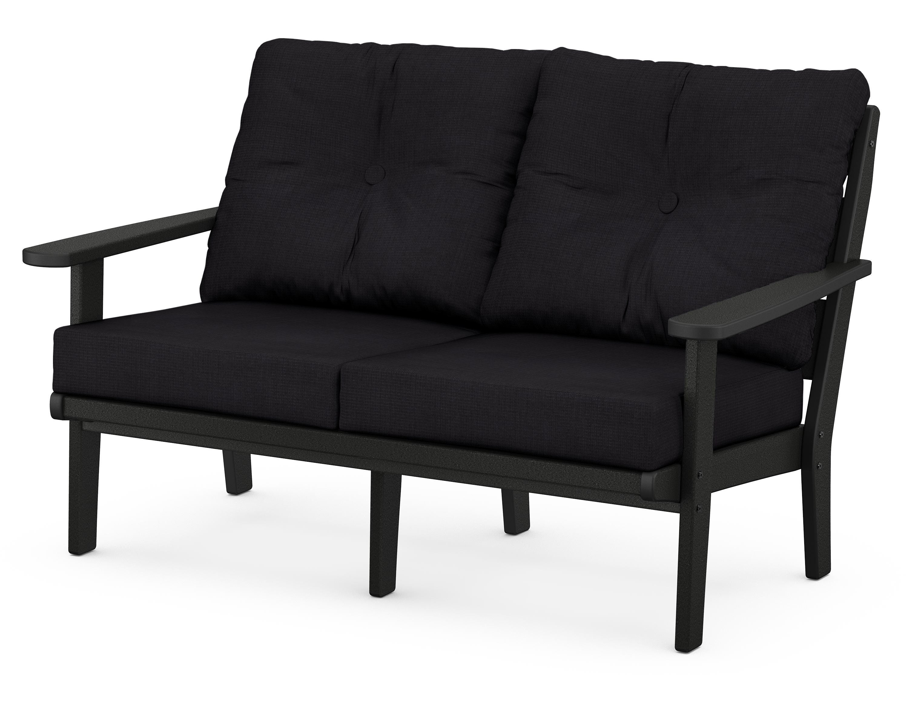 POLYWOOD® Lakeside Deep Seating Loveseat in Black / Midnight Linen