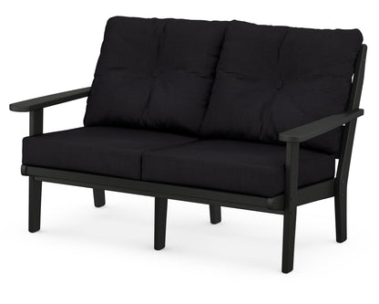 POLYWOOD® Lakeside Deep Seating Loveseat in Black / Midnight Linen
