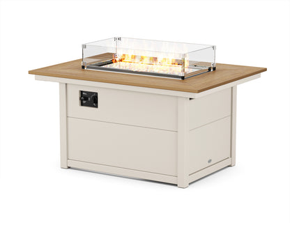 POLYWOOD® Rectangle 34" X 46" Fire Pit Table in Sand / Natural