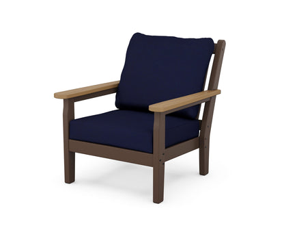 POLYWOOD® Chippendale Deep Seating Chair in Mahogany / Natural / Navy
