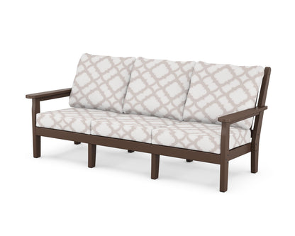 POLYWOOD® Chippendale Deep Seating Sofa in Mahogany / Trellis Dune Burlap