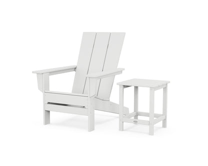 POLYWOOD® Modern Studio Adirondack Chair with Side Table in White