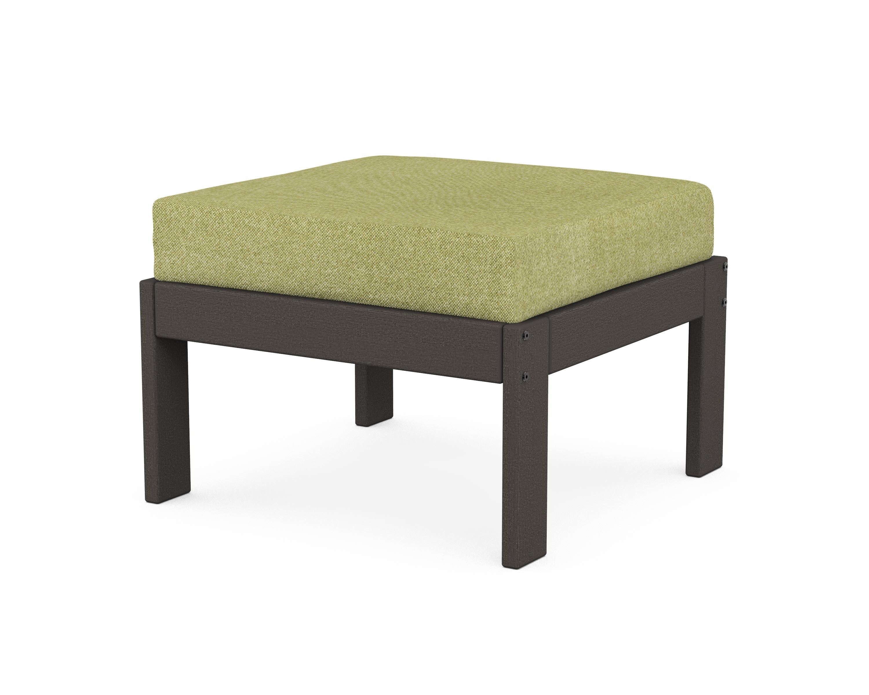 POLYWOOD® Vineyard Modular Ottoman in Vintage Coffee / Chartreuse Boucle