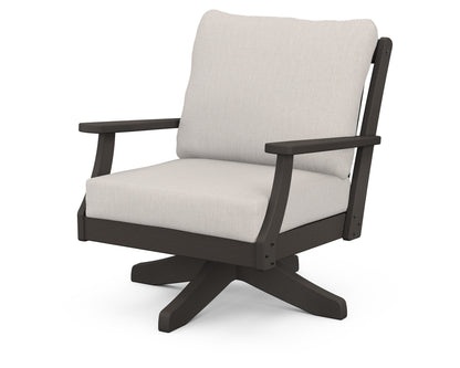 POLYWOOD® Braxton Deep Seating Swivel Chair in Vintage Coffee / Cast Ash