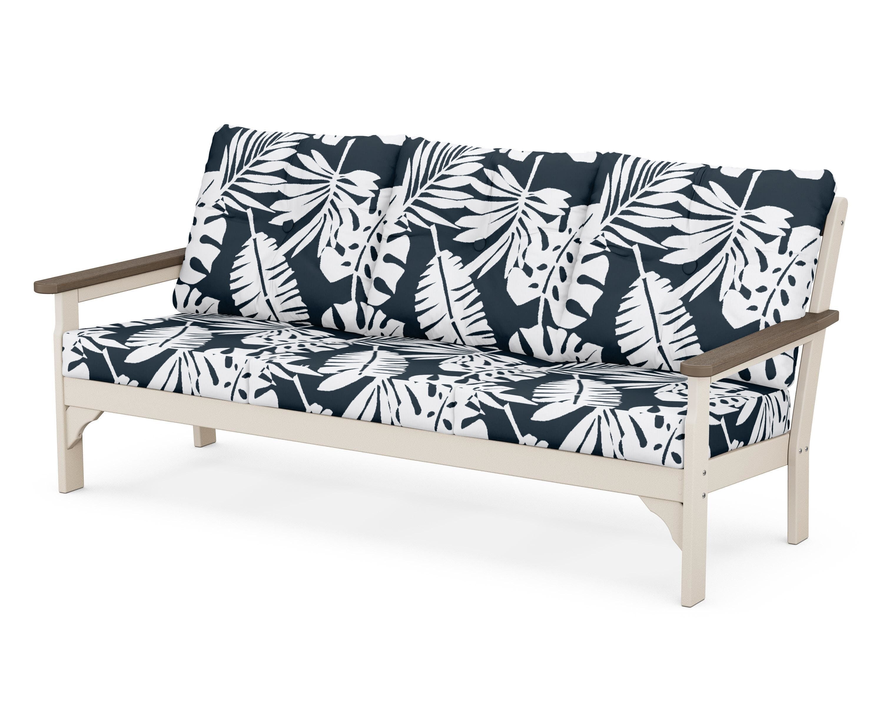 POLYWOOD® Vineyard Deep Seating Sofa in Sand / Kona / Leaf Marine Indigo