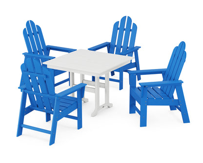 POLYWOOD® Long Island 5-Piece Farmhouse Dining Set in Pacific Blue / White