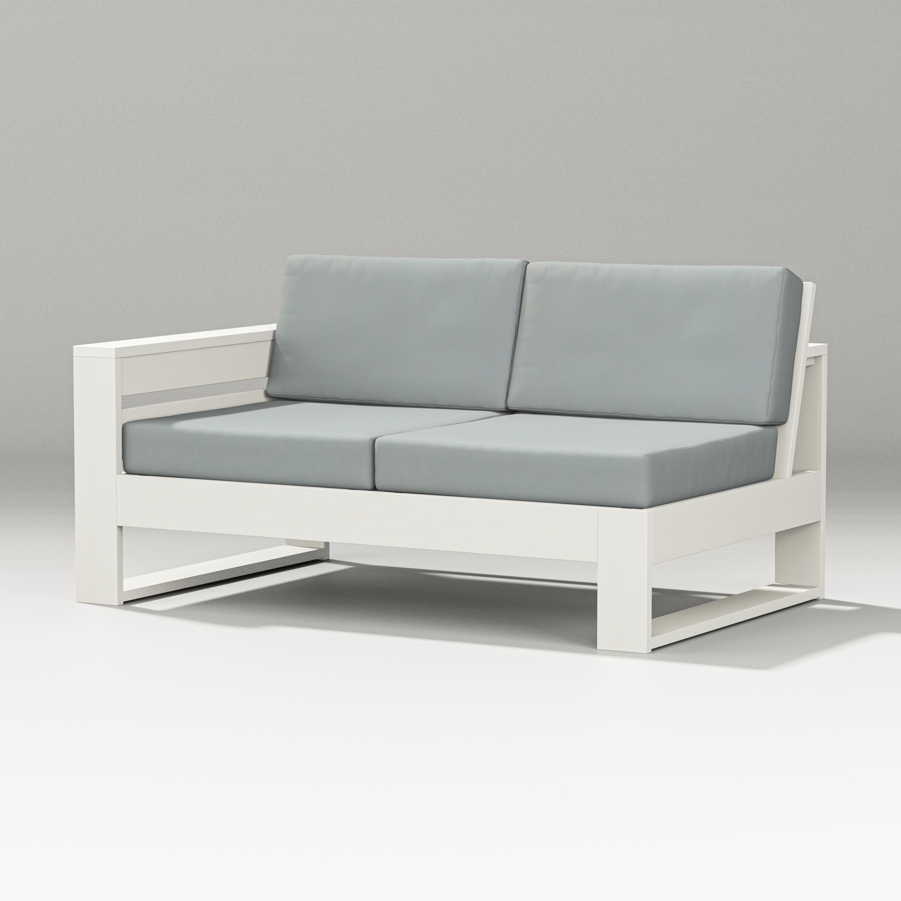 PW Designer Series Latitude Modular Left Arm Loveseat in Vintage White / Spa