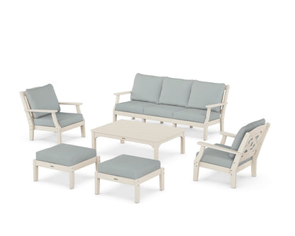 Martha Stewart by POLYWOOD® Chinoiserie 6-Piece Lounge Sofa Set in Sand / Spa