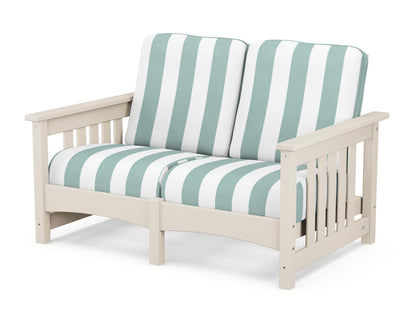 POLYWOOD® Club Mission Loveseat in Sand / Cabana Stripe Glacier Spa