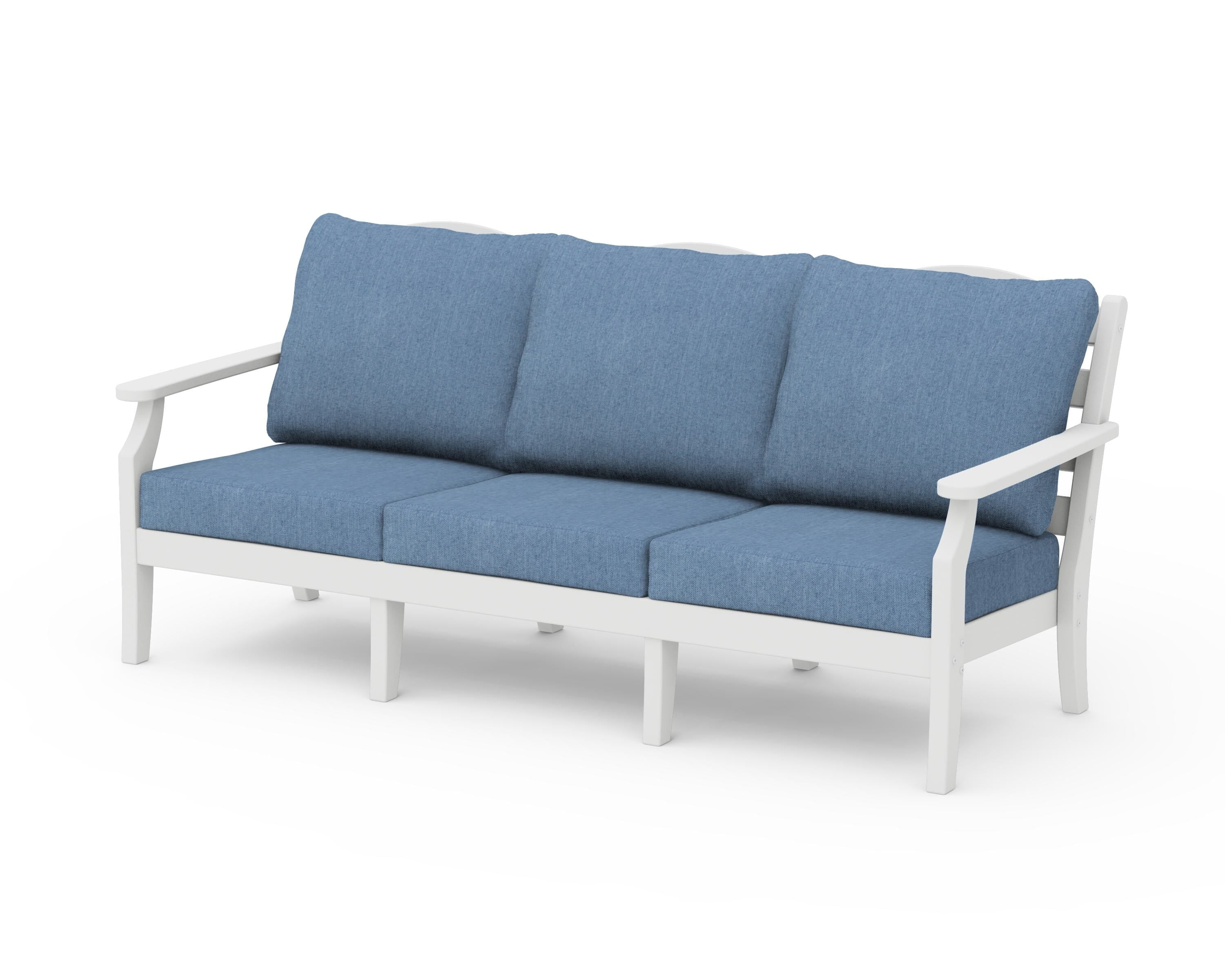 Draper James™ by  POLYWOOD® Savannah Deep Seating Sofa in White / Sky Blue