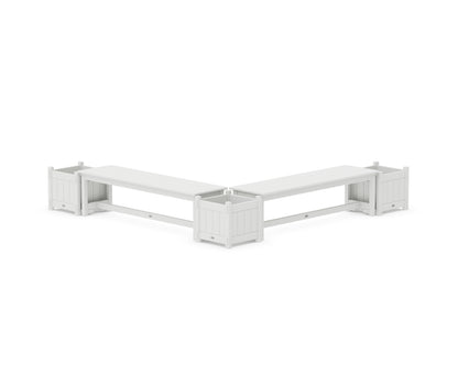 POLYWOOD® 60" Vineyard L- Shaped Planter Bench Corner Set in White