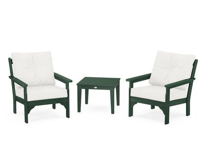 POLYWOOD® Vineyard 3-Piece Deep Seating Set in Green / Natural Linen