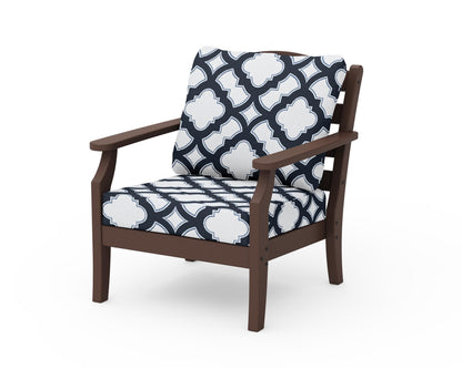 Draper James™ by  POLYWOOD® Savannah Deep Seating Chair in Mahogany / Trellis Marine Indigo
