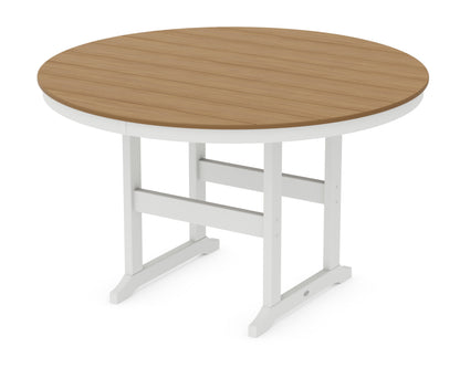 POLYWOOD® 60" Round Farmhouse Counter Table in White / Natural