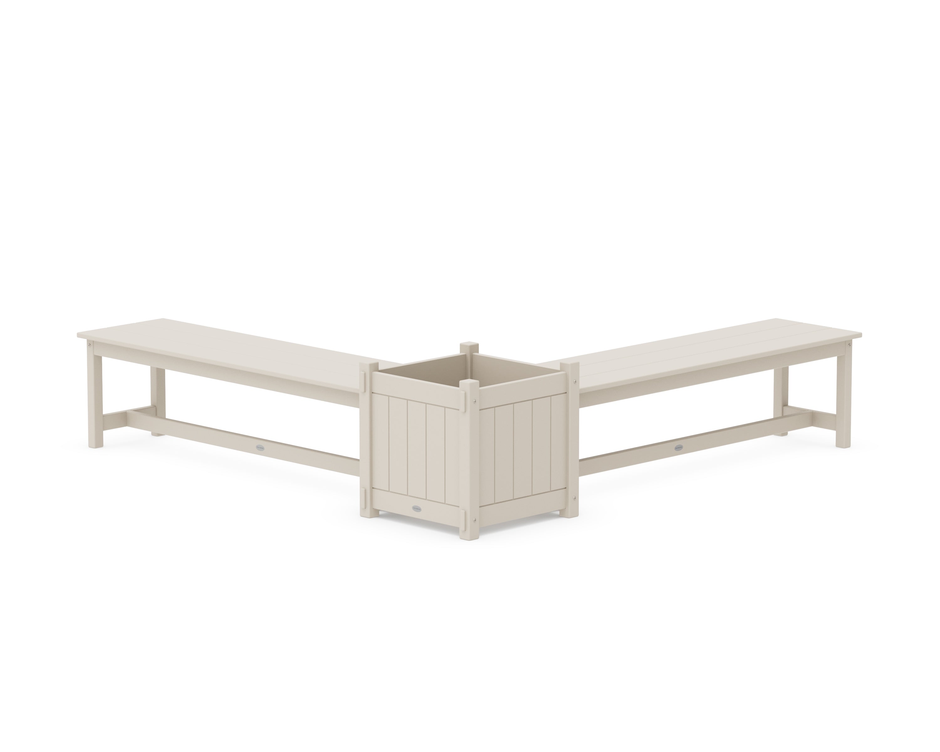 POLYWOOD® 60" Vineyard L- Shaped Planter Bench Set- Large in Sand