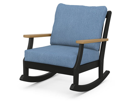 POLYWOOD® Braxton Deep Seating Rocking Chair in Black / Natural / Sky Blue