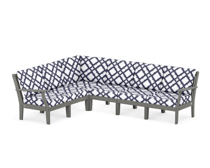 POLYWOOD® Braxton Modular 6-Piece Deep Seating Set in Slate Grey / Trellis Navy
