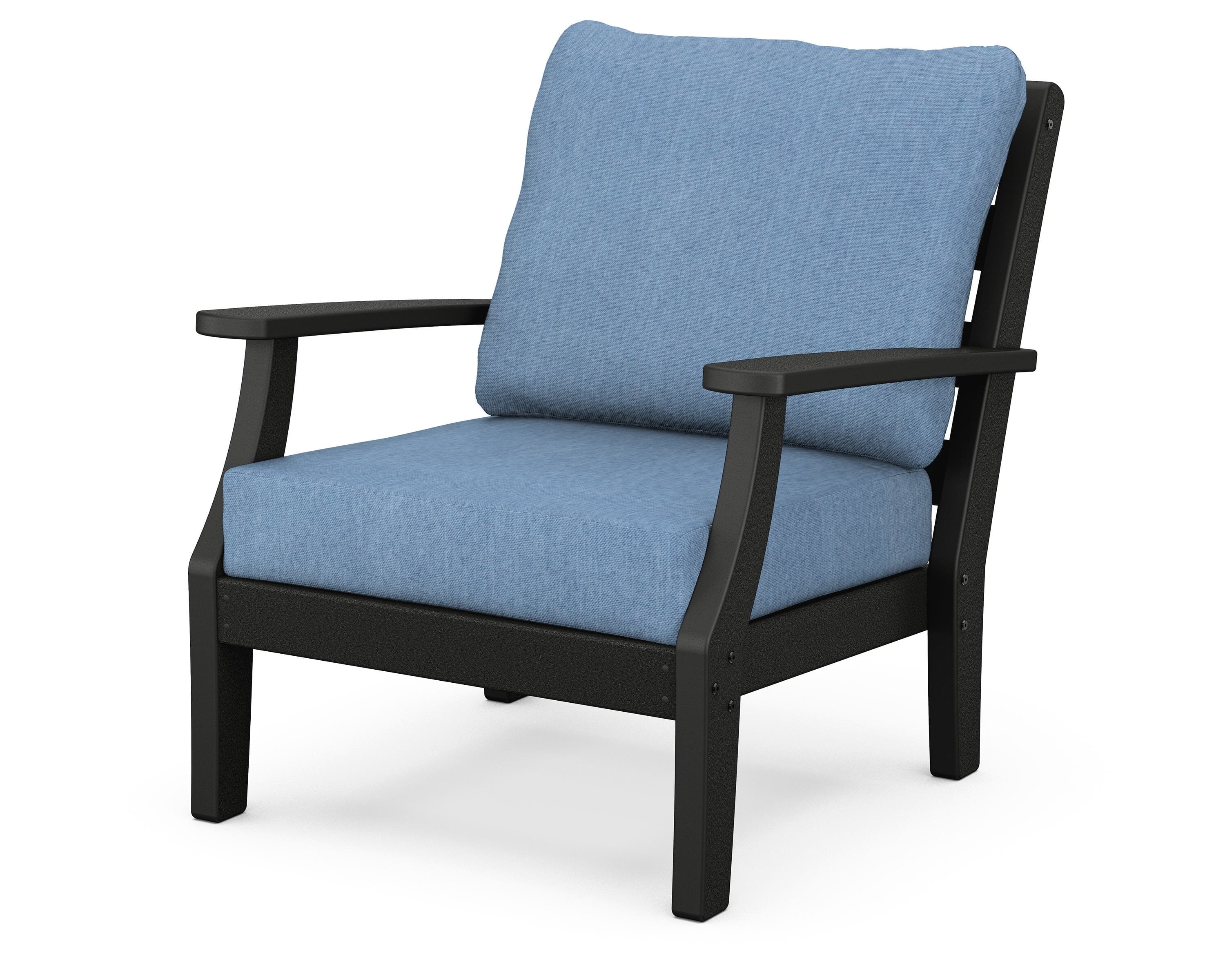 POLYWOOD® Chesapeake Deep Seating Chair in Black / Sky Blue