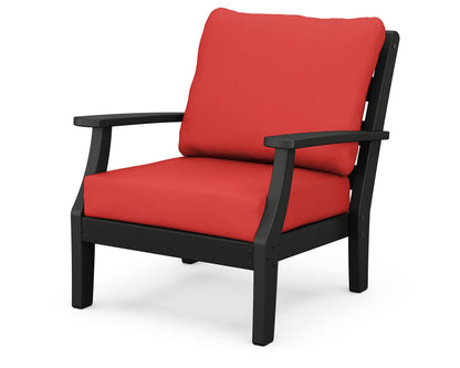 POLYWOOD® Chesapeake Deep Seating Chair in Black / Crimson Linen
