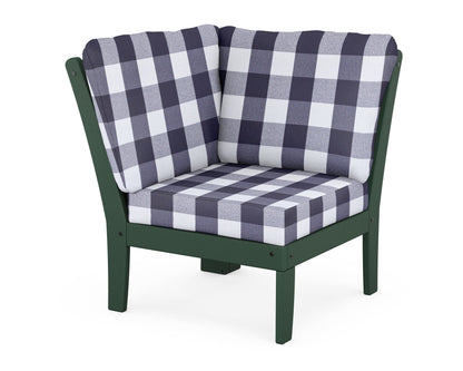 POLYWOOD® Braxton Modular Corner Chair in Green / Buffalo Plaid Navy