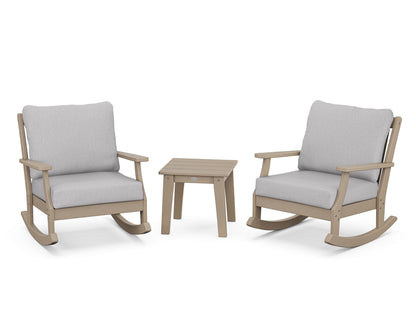 POLYWOOD® Braxton 3-Piece Deep Seating Rocker Set in Vintage Sahara / Granite
