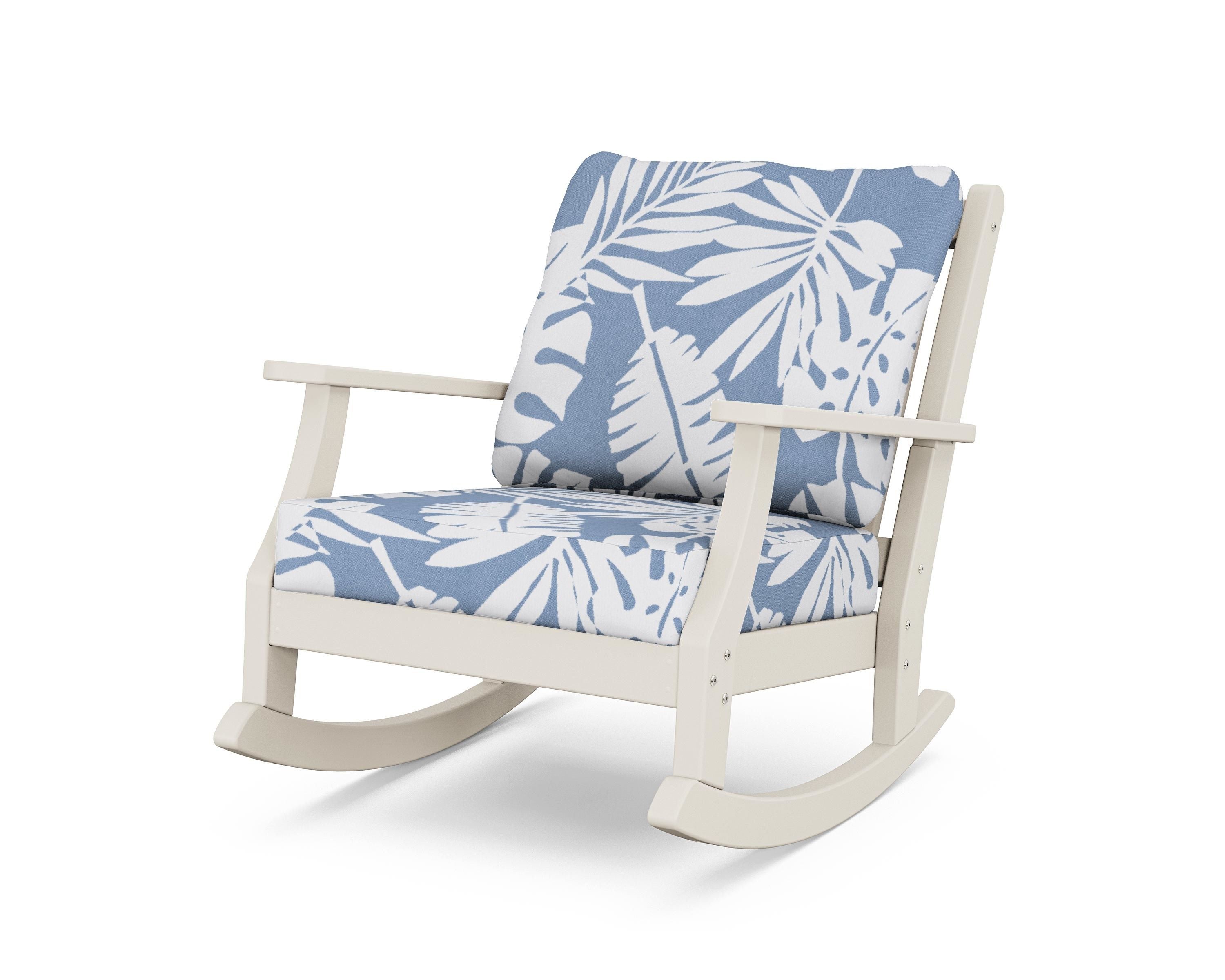 Country Living Wovendale Deep Seating Rocking Chair in Sand / Leaf Sky Blue