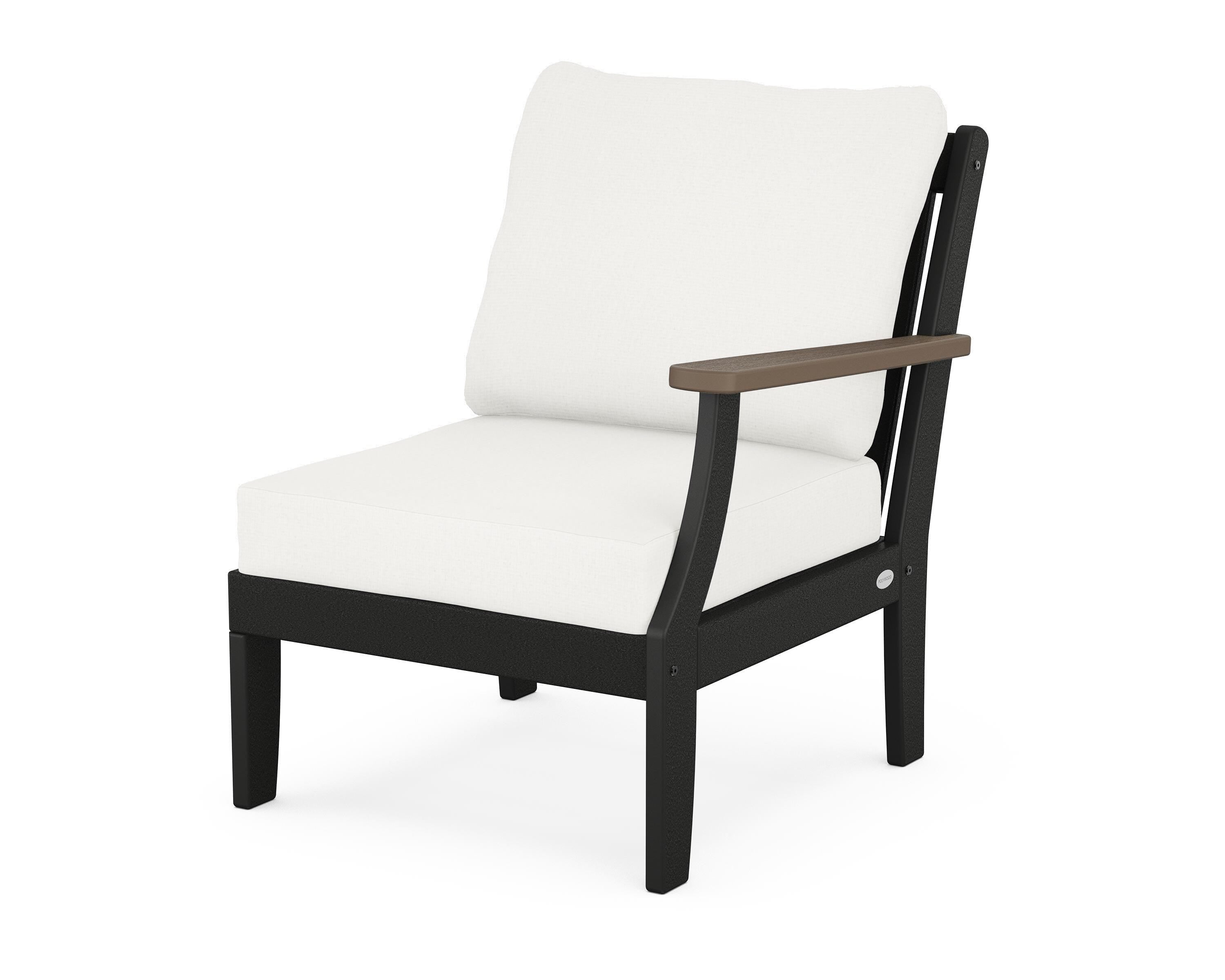 POLYWOOD® Braxton Modular Right Arm Chair in Black / Kona / Natural Linen
