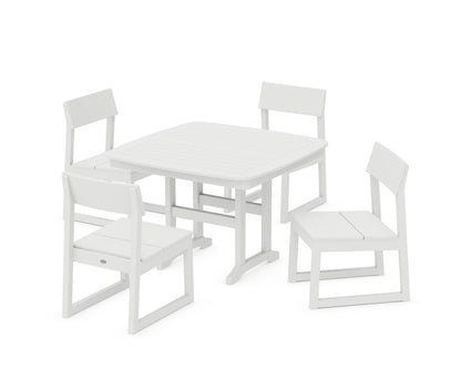POLYWOOD® EDGE Side Chair 5-Piece Dining Set with Trestle Legs in White