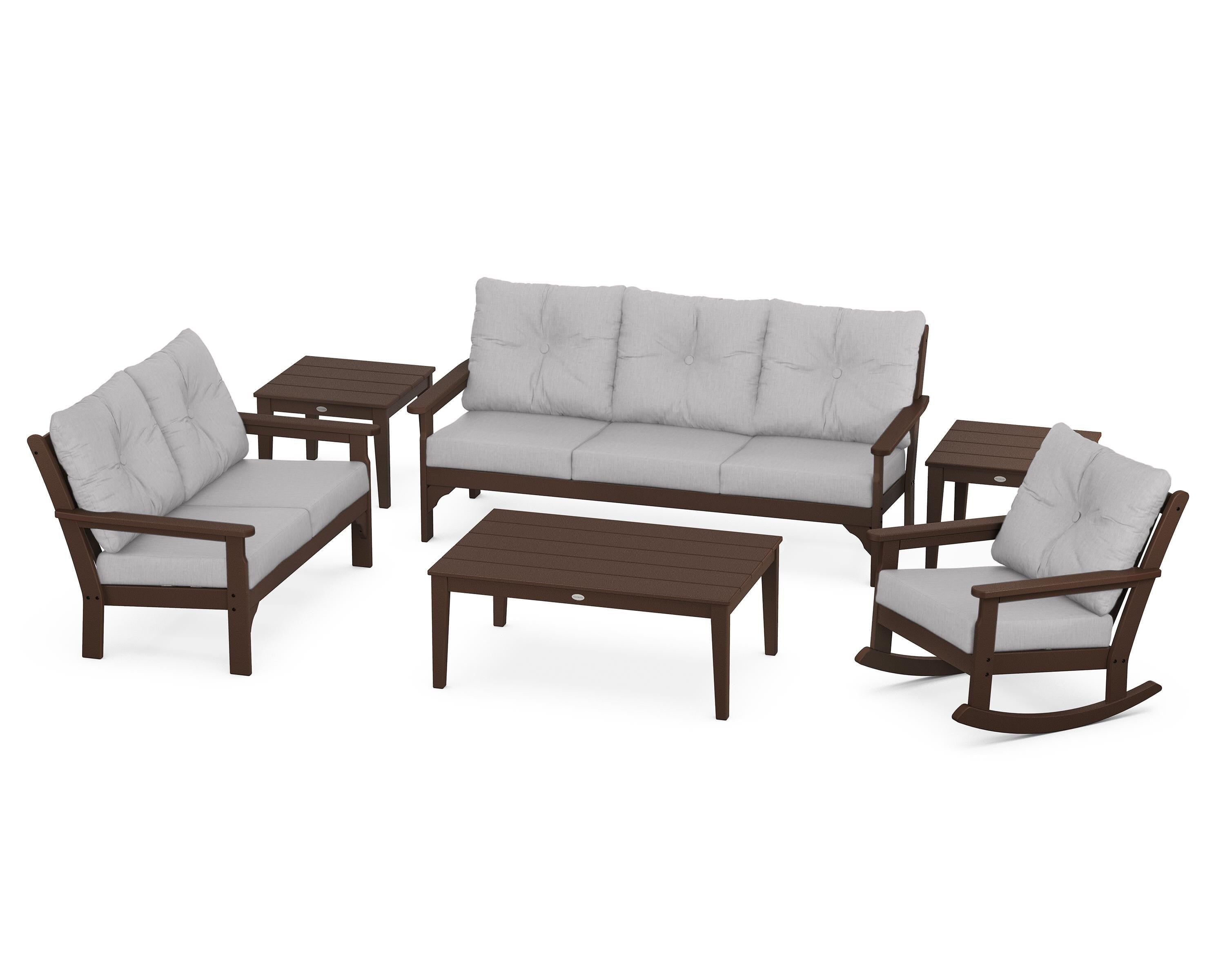 POLYWOOD® Vineyard 6-Piece Deep Seating Set in Mahogany / Granite