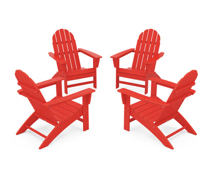 POLYWOOD® Vineyard 4-Piece Adirondack Conversation Set in Sunset Red