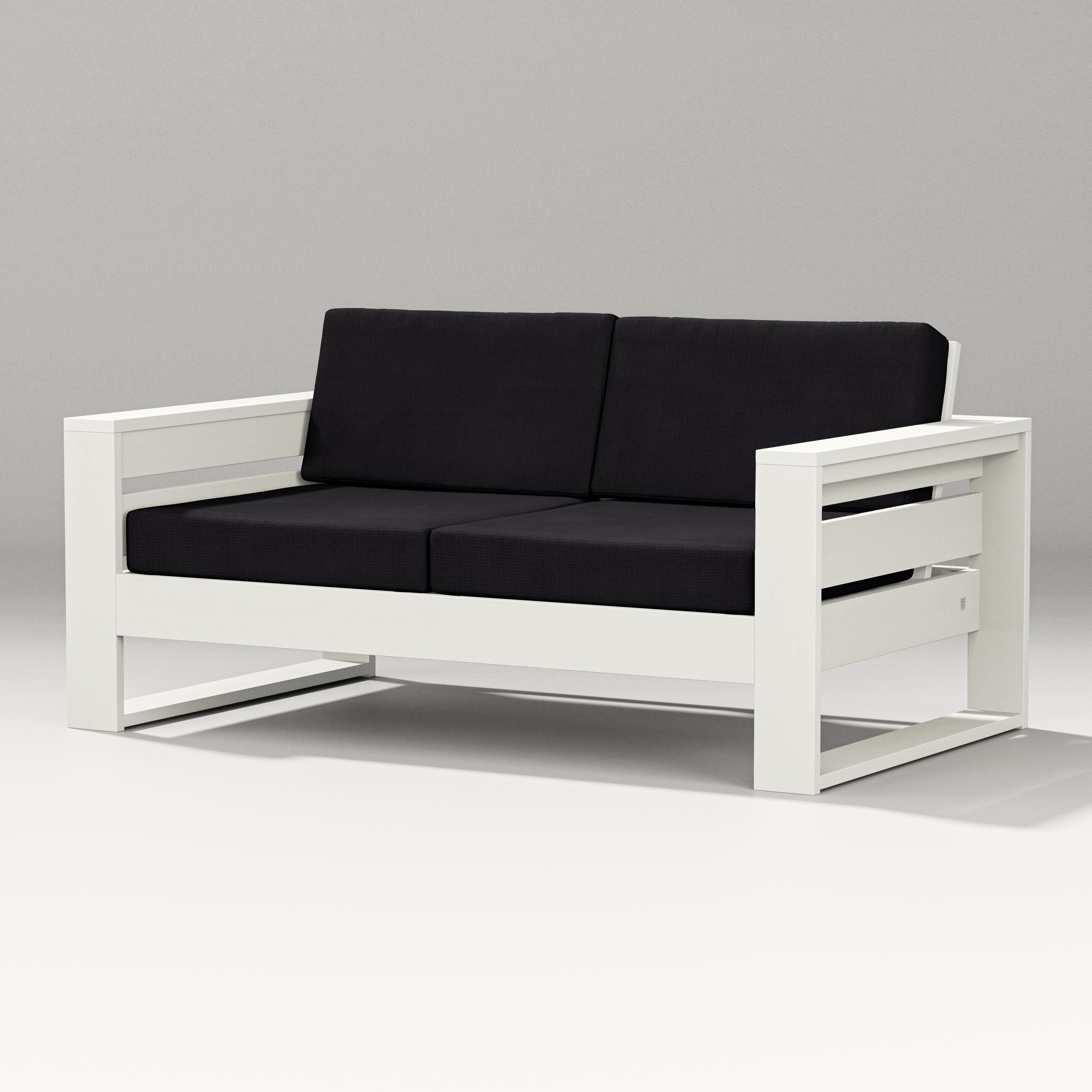 PW Designer Series Latitude Loveseat in Vintage White / Midnight Linen