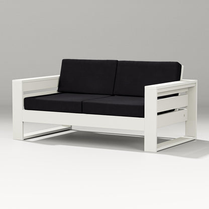 PW Designer Series Latitude Loveseat in Vintage White / Midnight Linen