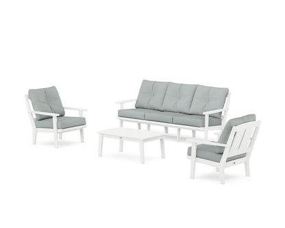 POLYWOOD® Mission 4-Piece Deep Seating Set with Sofa in White / Spa
