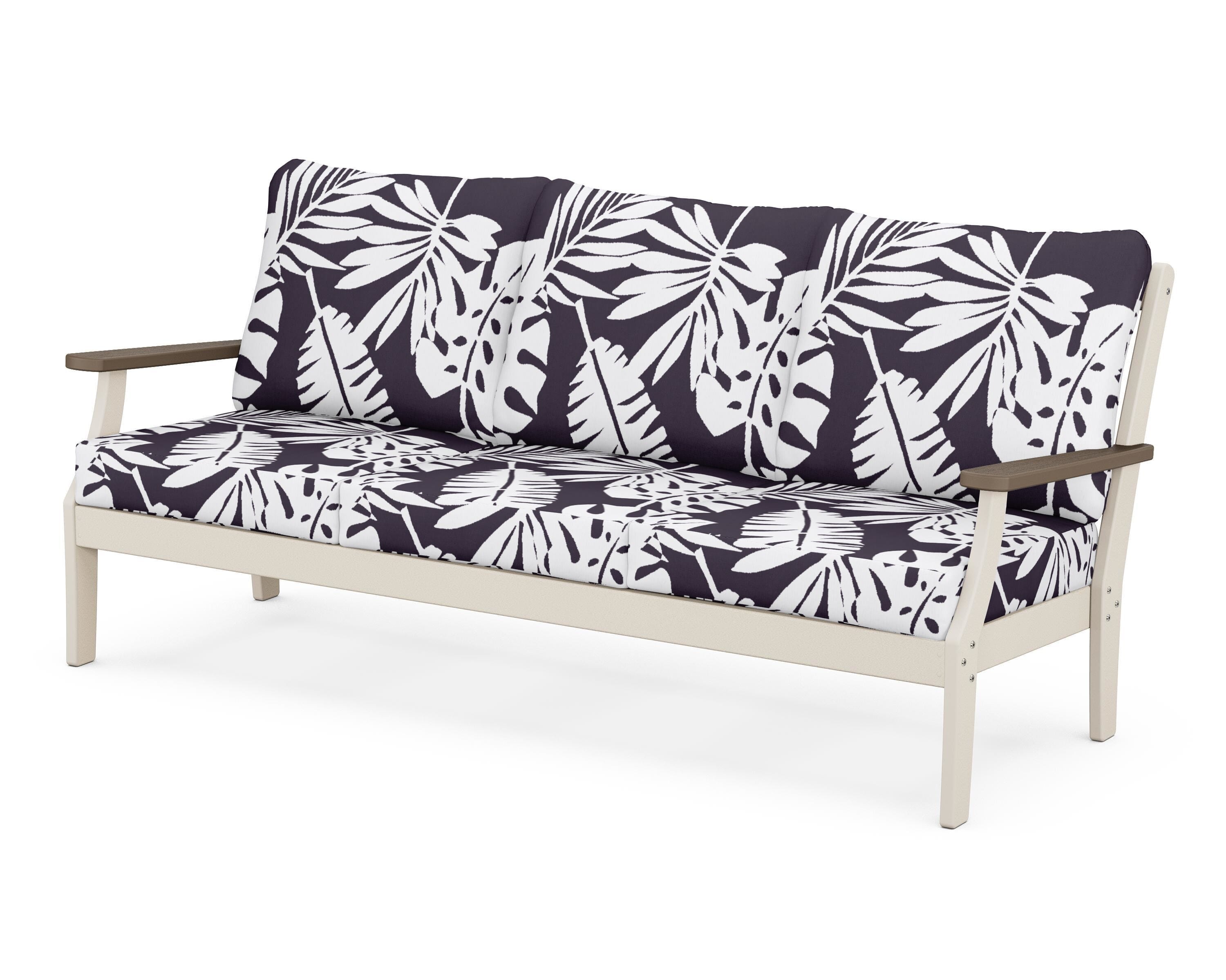 POLYWOOD® Braxton Deep Seating Sofa in Sand / Kona / Leaf Navy