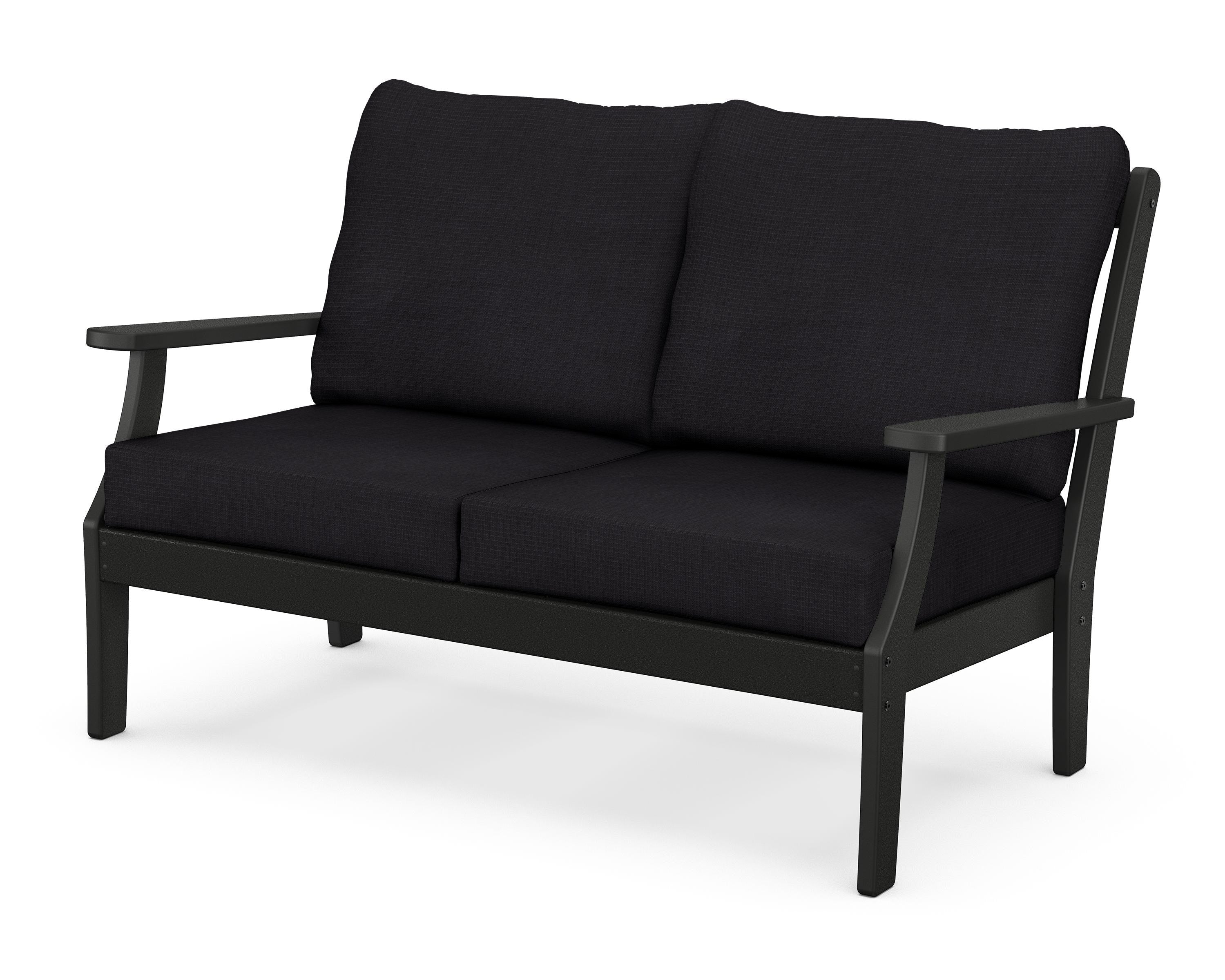 POLYWOOD® Braxton Deep Seating Loveseat in Black / Midnight Linen