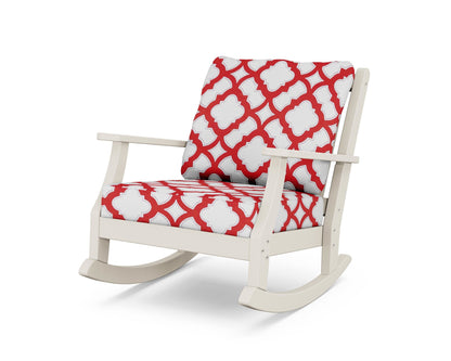 Country Living Wovendale Deep Seating Rocking Chair in Sand / Trellis Crimson