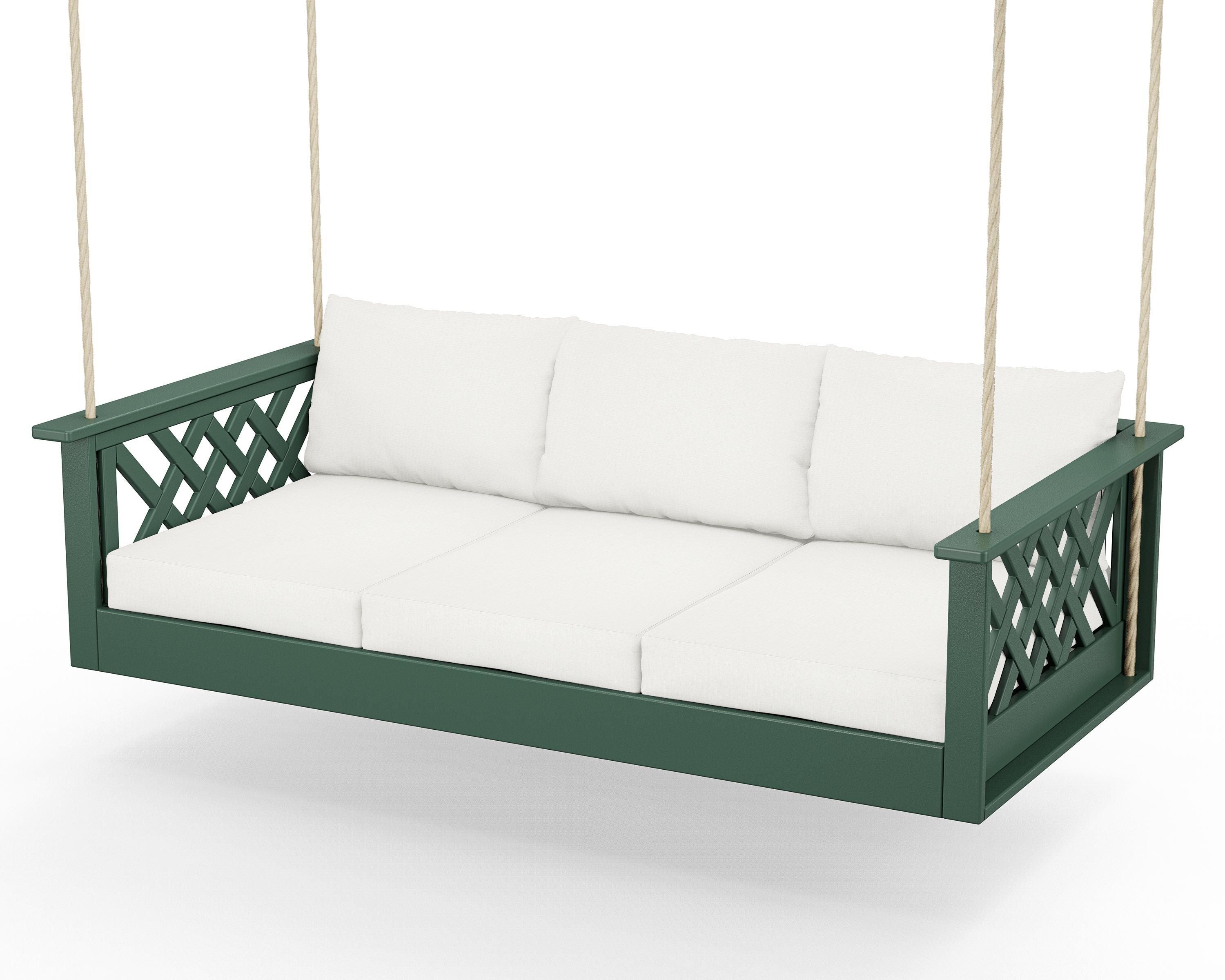 Country Living Wovendale Daybed Swing in Green / Natural Linen