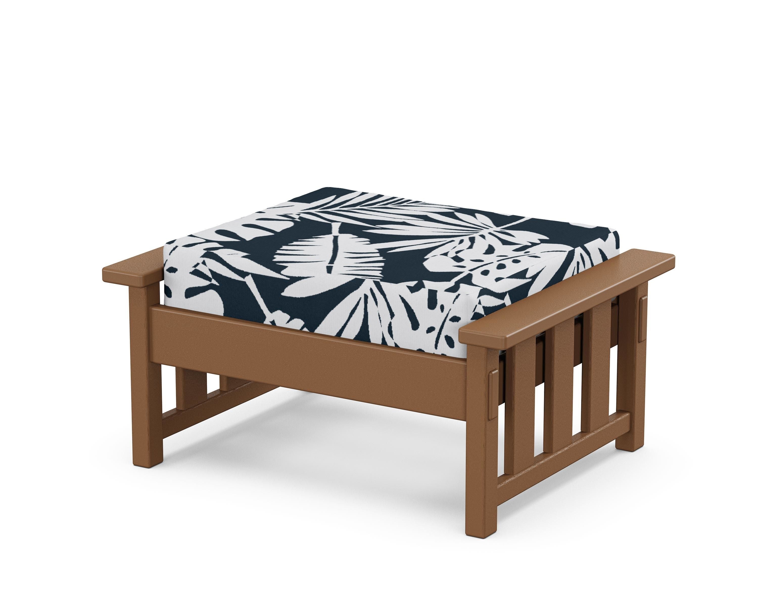 Martha Stewart by POLYWOOD® Acadia Deep Seating Ottoman in Teak / Leaf Marine Indigo
