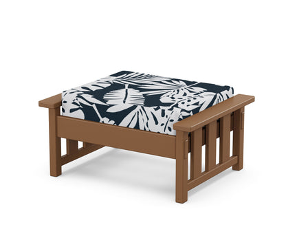 Martha Stewart by POLYWOOD® Acadia Deep Seating Ottoman in Teak / Leaf Marine Indigo