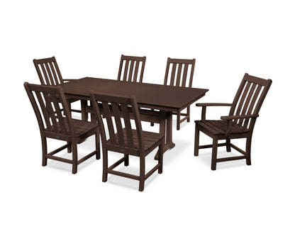 POLYWOOD® Vineyard 7-Piece Farmhouse Dining Set with Trestle Legs in Mahogany