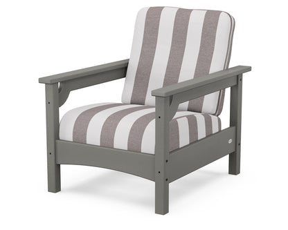 POLYWOOD® Club Chair in Slate Grey / Cabana Stripe Grey Mist