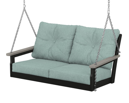POLYWOOD® Vineyard Deep Seating Swing in Black / Driftwood / Glacier Spa
