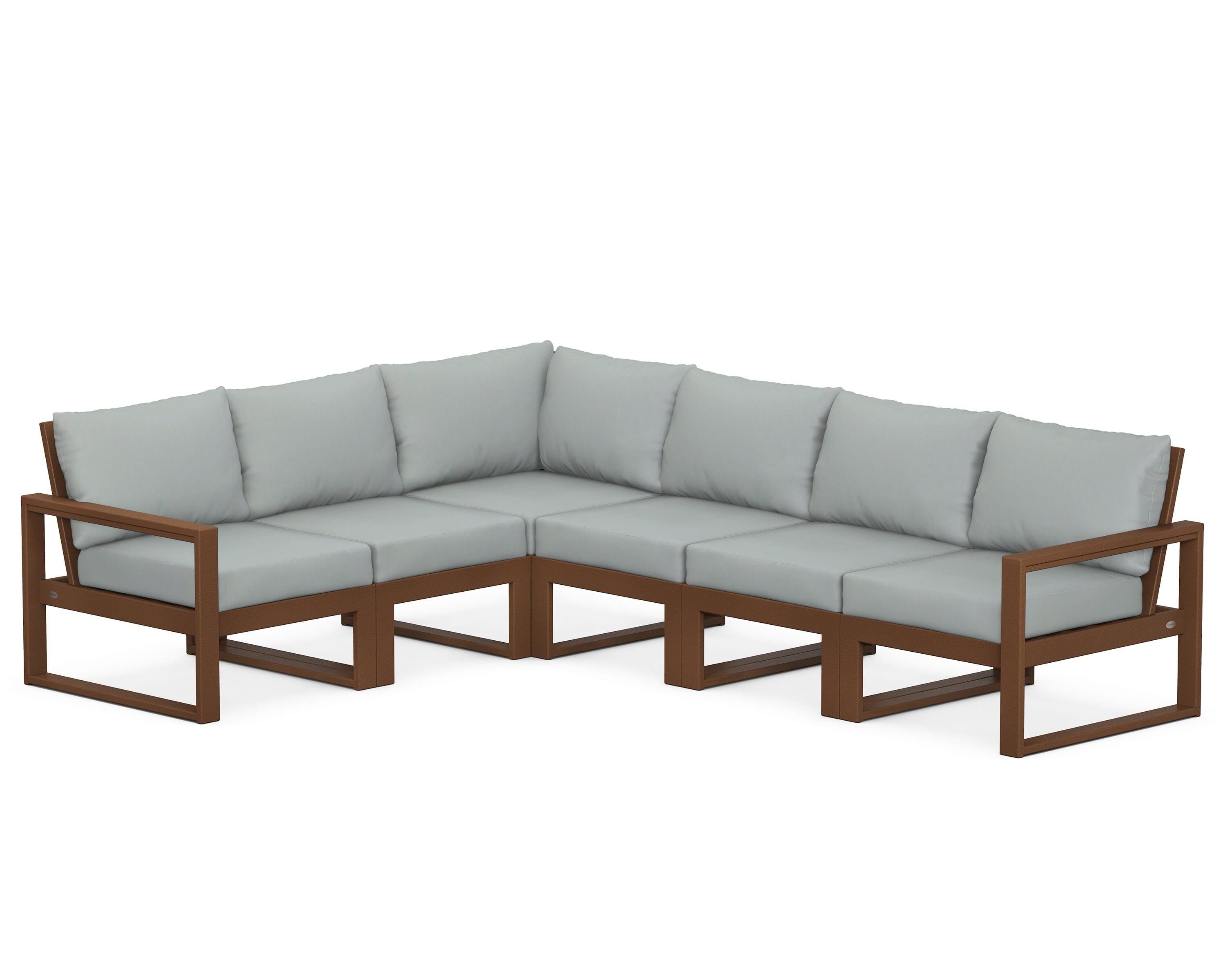 POLYWOOD® EDGE 6-Piece Modular Deep Seating Set in Teak / Spa