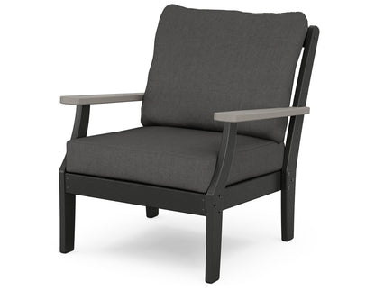 POLYWOOD® Braxton Deep Seating Chair in Black / Driftwood / Spectrum Carbon