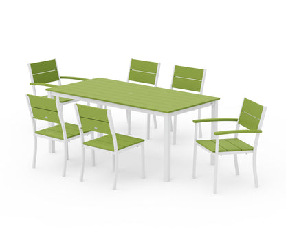 POLYWOOD® Main Street 7-Piece Dining Set in White / Lime