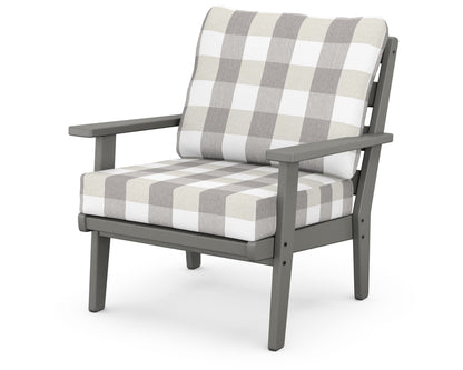 POLYWOOD® Grant Park Deep Seating Chair in Slate Grey / Buffalo Plaid Grey Mist